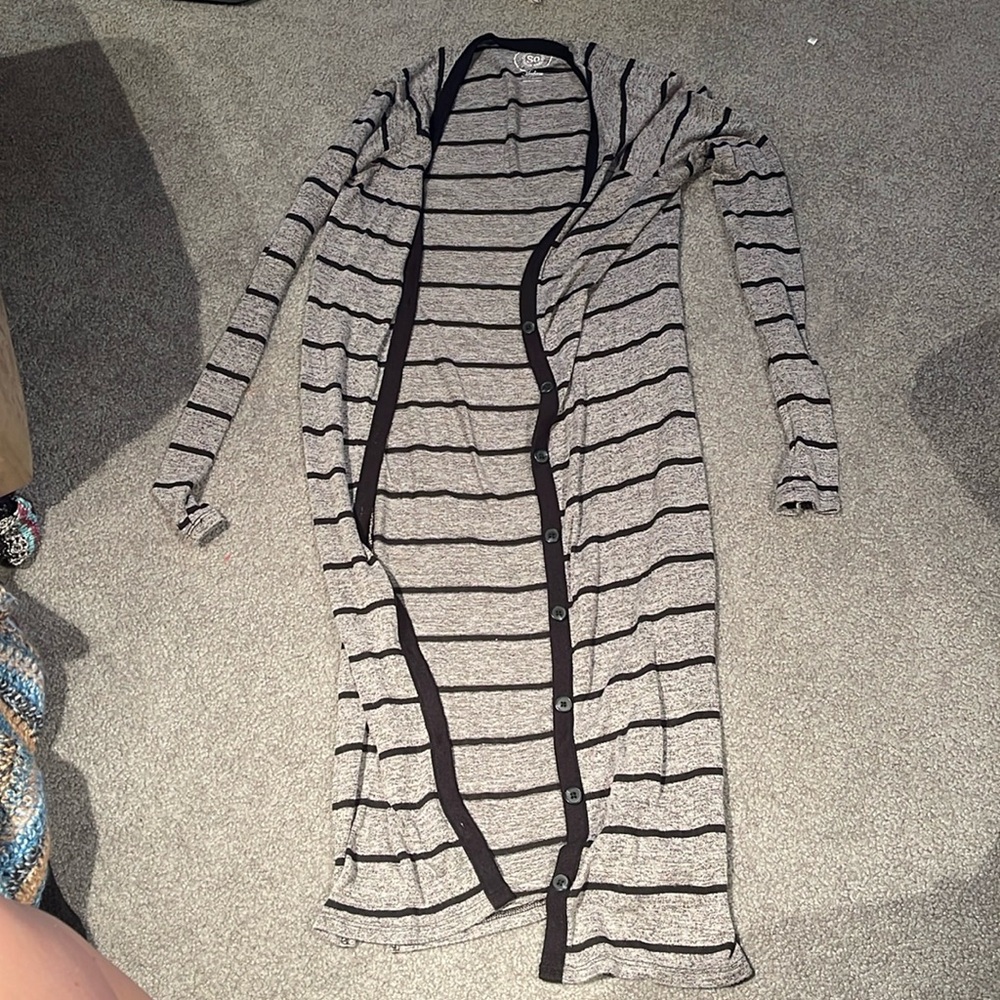 So striped duster cardigan in gray M